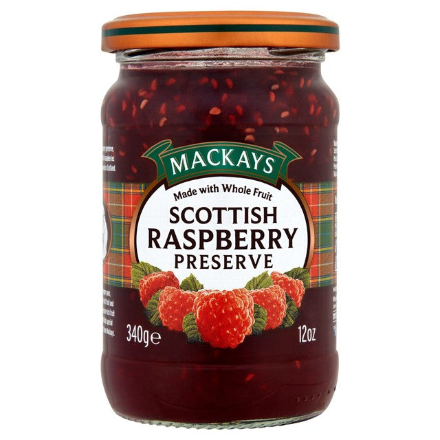 Mackays raspberry preserve 340g, imported from the UK