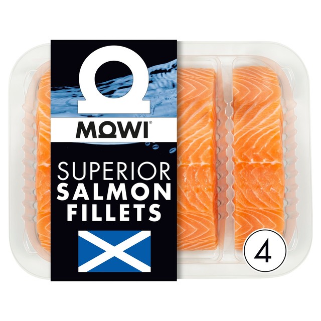 Mowi Scottish salmon fillets 4 pack 460g, imported from the UK