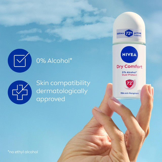 Nivea Dry Comfort anti-perspirant roll-on deodorant 50ml, imported from the UK