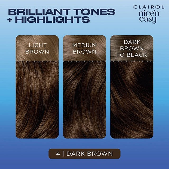 Clairol Nice'n Easy hair dye 4 Dark Brown 60ml - British product