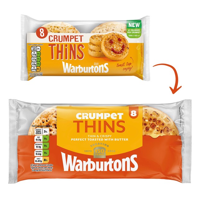 Warburtons crumpet thins 8 pack - British product