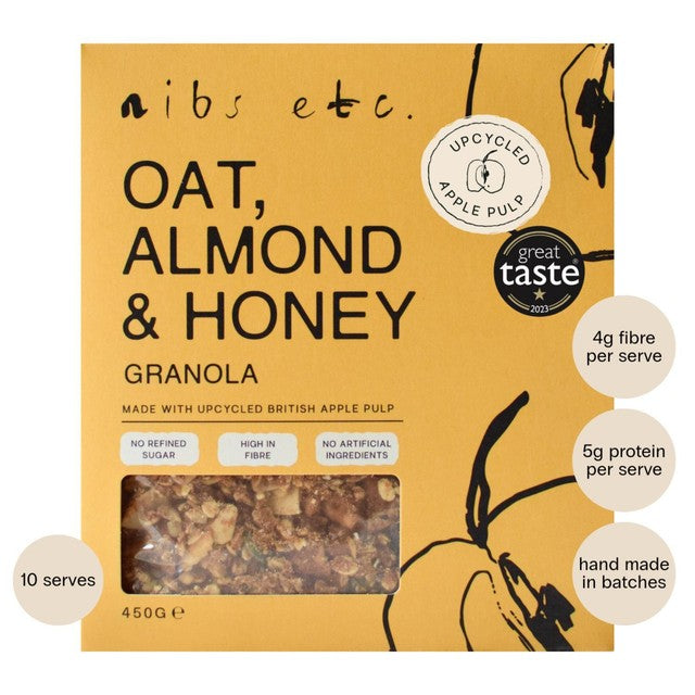 nibs etc. Oat, Almond & Honey granola 450g, imported from the UK