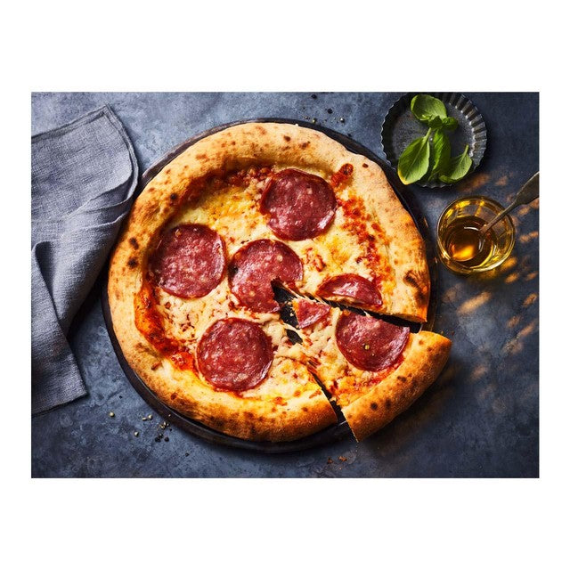 M&S Salami Napoli frozen pizza 370g, imported from the UK