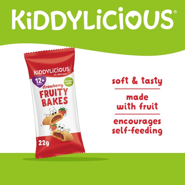 Kiddylicious strawberry fruity bakes baby snack bars 6 x 22g, UK version