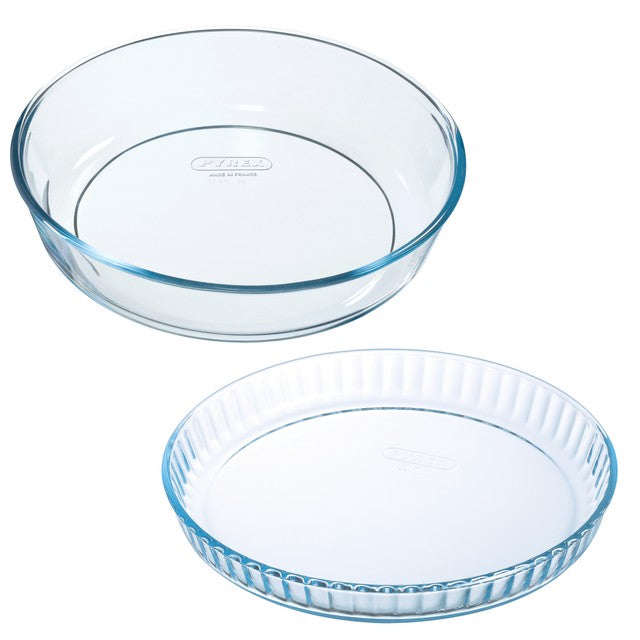 Pyrex cake and flan dish set 26cm and 28cm, imported from the UK