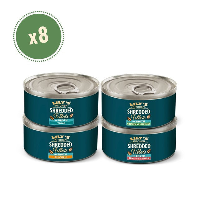 Lily's Kitchen shredded fillets cat food variety pack 8x70g, UK version