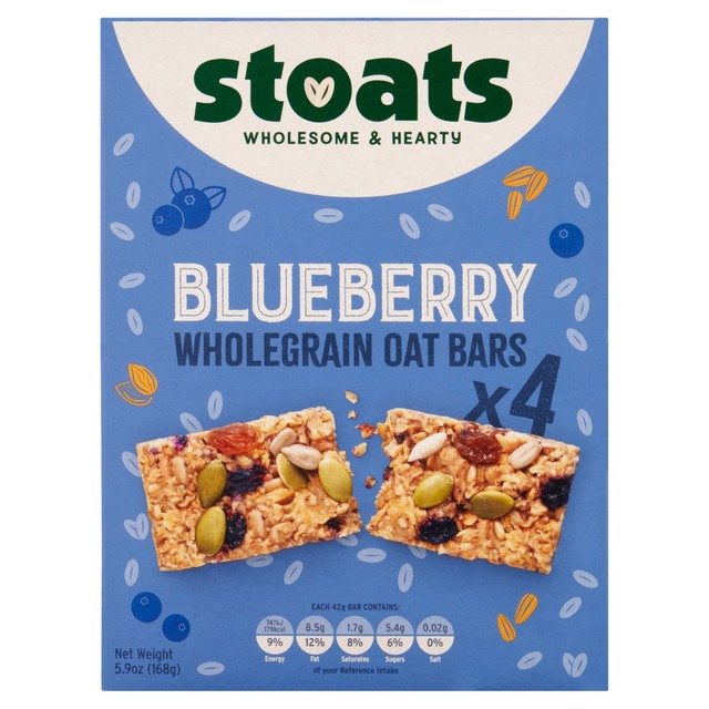 Stoats Blueberry & Honey Porridge Oat Bars 4x42g (British brand)