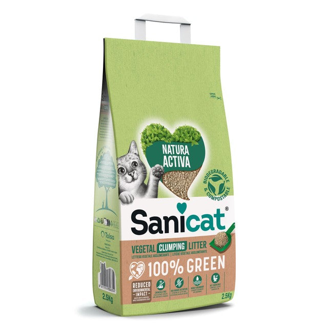 Sanicat Green Clumping Cat Litter 2.5kg (British brand)
