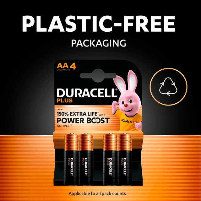 Duracell AA alkaline batteries 4 pack - British product