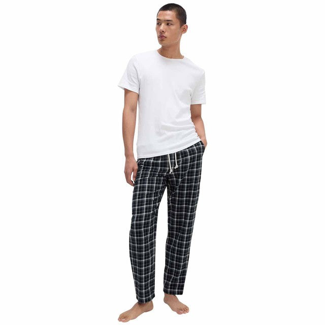 M&S men's cotton checked loungewear bottoms navy 2XL, UK version