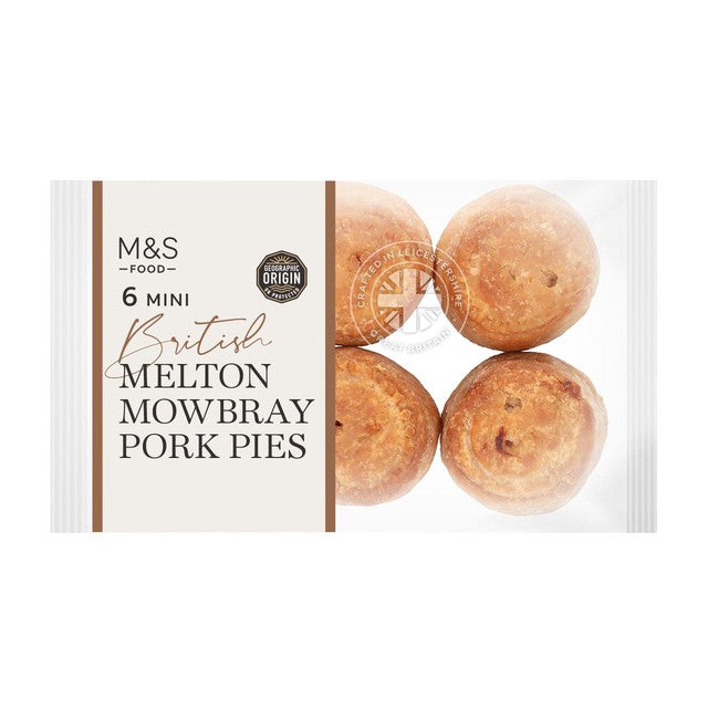 M&S Mini Melton Mowbray pork pies pack of 6, imported from the UK