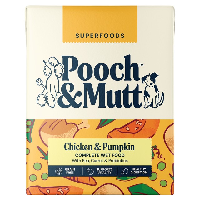 Pooch & Mutt chicken wet dog food 375g, imported from the UK