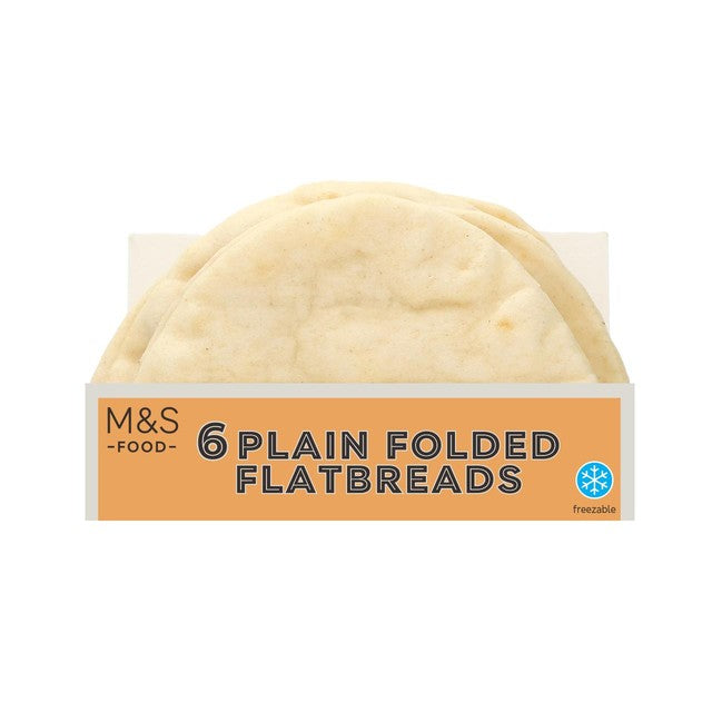 M&S white folded flatbreads 6 x 35g, imported from the UK