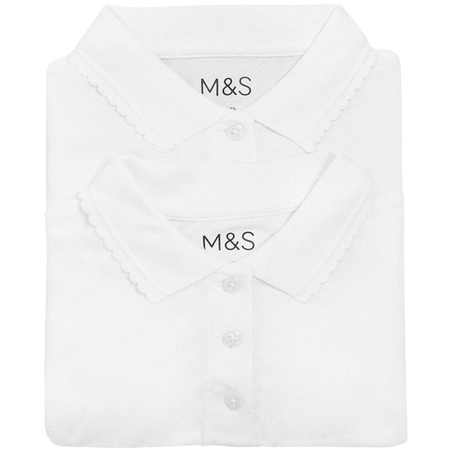 M&S girls slim fit polo shirts 2-pack size 13-14, imported from the UK