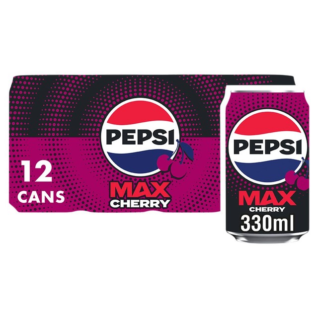 Pepsi Max Cherry cola 12x330ml cans, imported from the UK