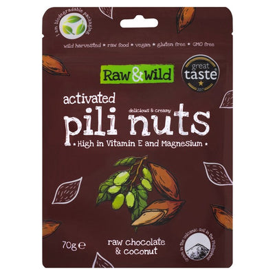 Raw & Wild Activated Pili Nuts Chocolate Coconut Organic 70g