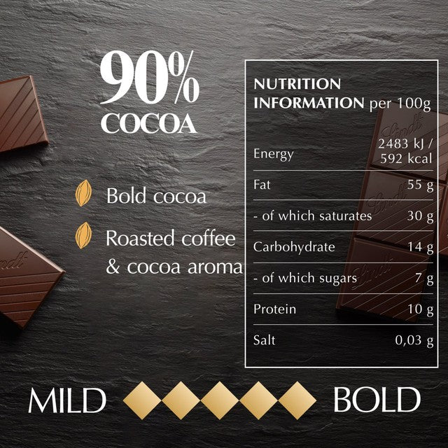 Lindt 90% cocoa dark chocolate bar 100g, UK version
