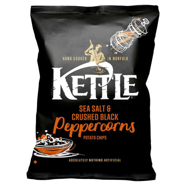 Kettle Chips Sea Salt and Crushed Black Peppercorns 130g, UK version