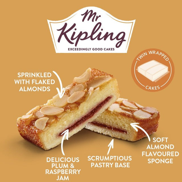Mr Kipling almond cake slices 6 pack, imported from the UK