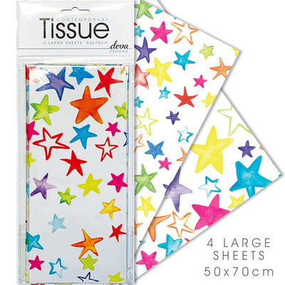 Deva Designs Painted Stars Wrapping Tissue Paper 4 Pack