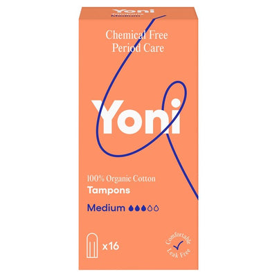 Yoni Organic Non Applicator Tampons Medium 16 Pack