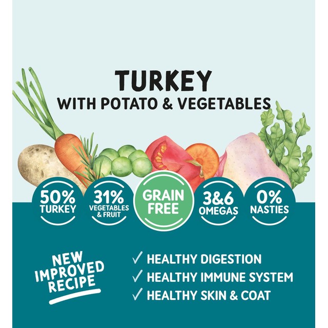 Naturo turkey potato vegetables dry dog food 2kg, imported from the UK