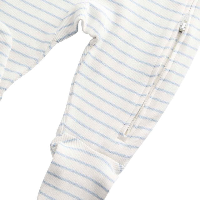 M&S cotton-rich ribbed sleepsuits in blue for 3-6 months, imported from the UK