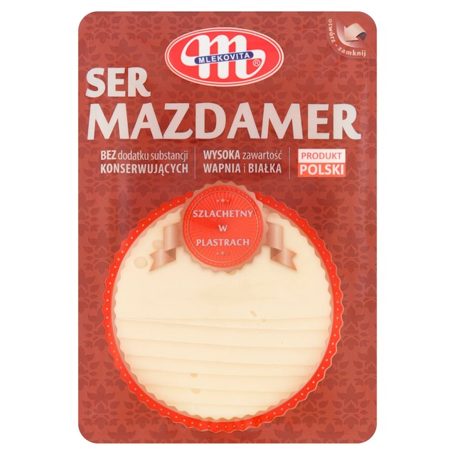 Mlekovita Mazdamer full fat hard cheese slices 150g, imported from the UK