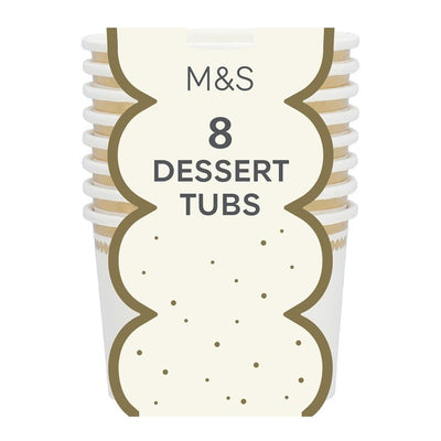 M&S White & Gold Disposable Paper Dessert Tubs 8 Pack