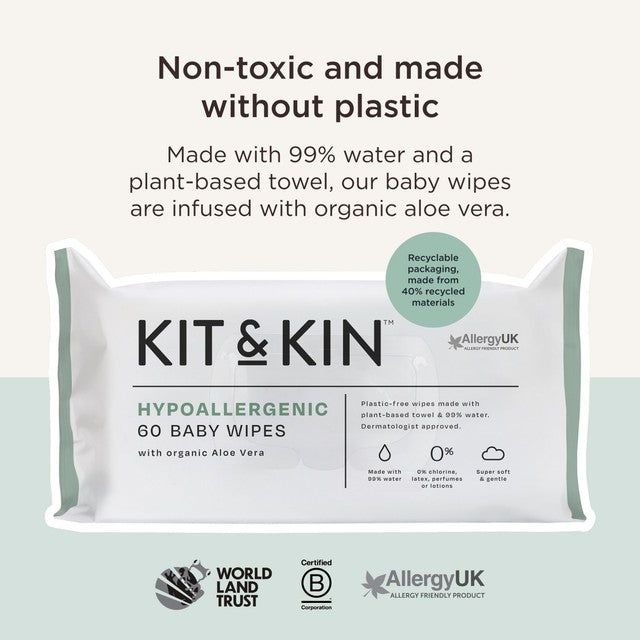 Kit & Kin hypoallergenic baby wipes 60 pack, UK version