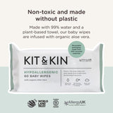 Kit & Kin hypoallergenic baby wipes 60 pack, UK version