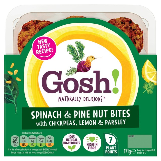 Gosh Spinach and Pine Nut Falafel Bites 171g, UK version