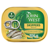 John West Skippers Brisling in Sunflower Oil canned fish 106g, UK version