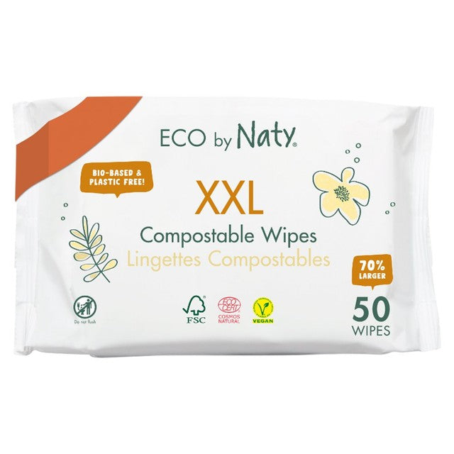 Naty XXL baby wipes 50pk, imported from the UK