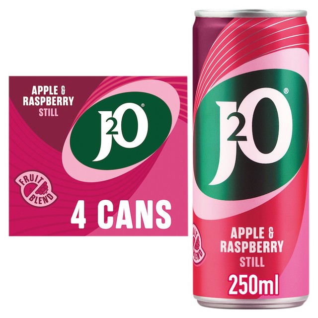 J2O apple and raspberry soft drink 4 x 250ml cans, UK version