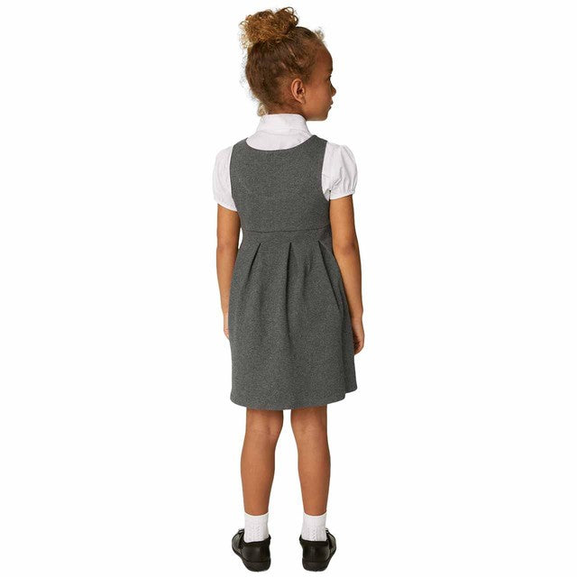 M&S girls grey jersey bow school pinafores 8-9 years, imported from the UK