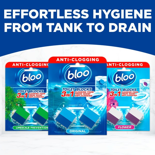 Bloo original blue toilet rim blocks 2 x 50g - British product