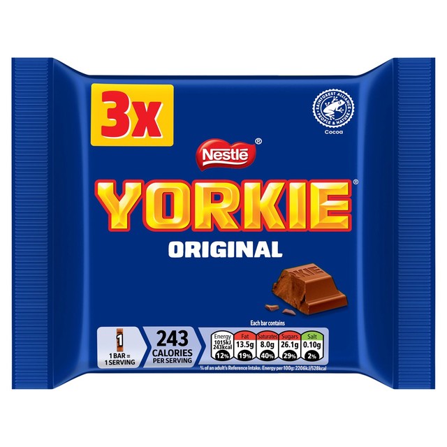 Yorkie Original milk chocolate bar 3x46g (British brand)