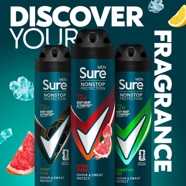 Sure men's antiperspirant deodorant spray Ultra Fresh 150ml (British brand)