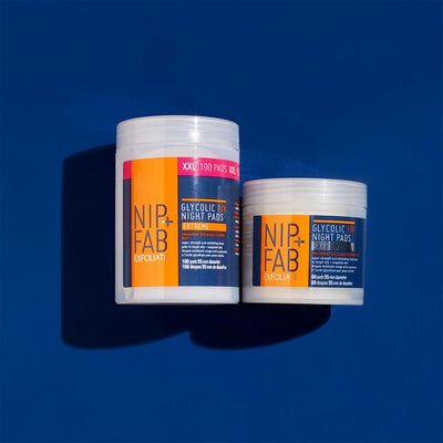 Pads Nuit Exfoliants Glycolic Fix Extreme NIP+FAB, Grand Format Soin du Visage 100 Pads