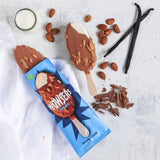 Wowsers organic vanilla ice cream lollies with milk chocolate and almonds 3x110ml (British brand)