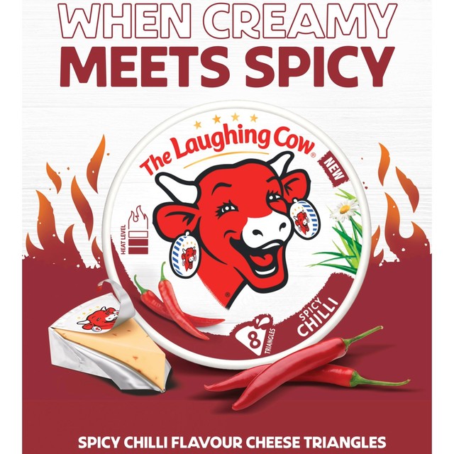 The Laughing Cow chilli cheese spread triangles 128g (British brand)