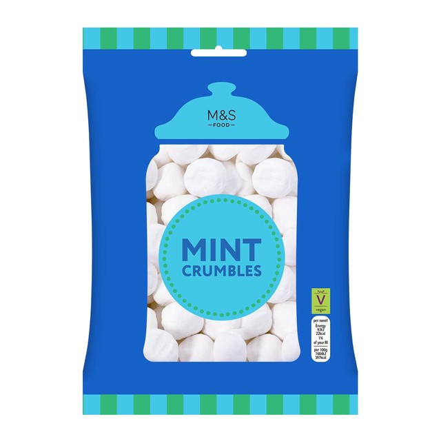 M&S mint crumbles peppermint sweets 178g, imported from the UK