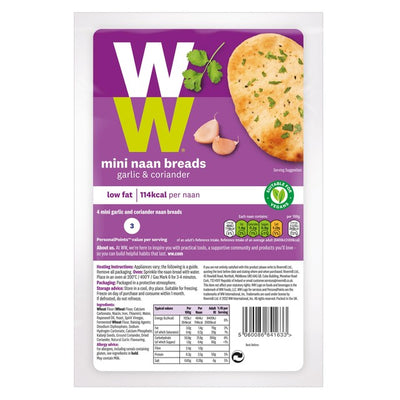 Weight Watchers Hvitløk & Koriander Mini Naanbrød 4 per pakke
