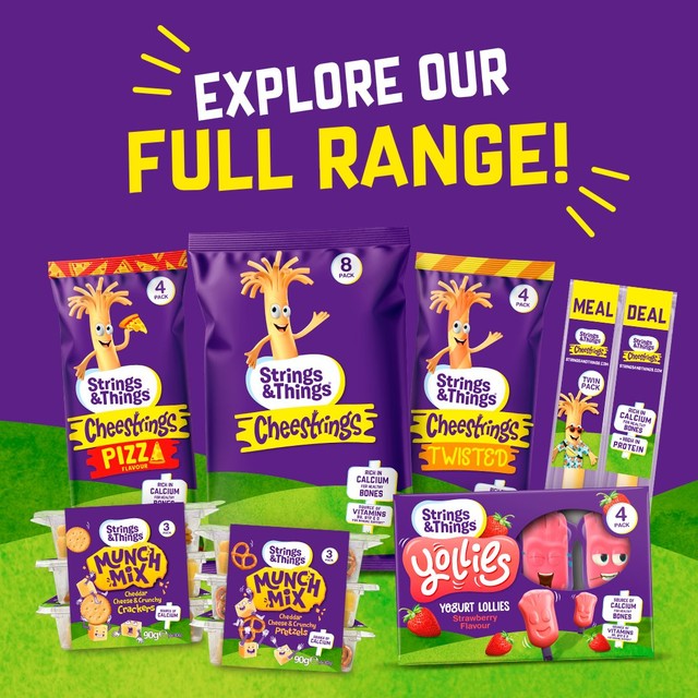 Strings & Things Cheestrings Twisted 80g cheese snacks - British product