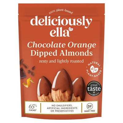 Délicieusement Ella Amandes trempées au chocolat et à l'orange Snack Vegan 75g