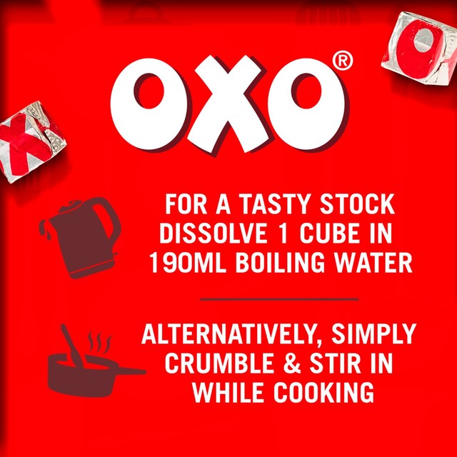 Oxo reduced salt beef stock cubes 142g, imported from the UK