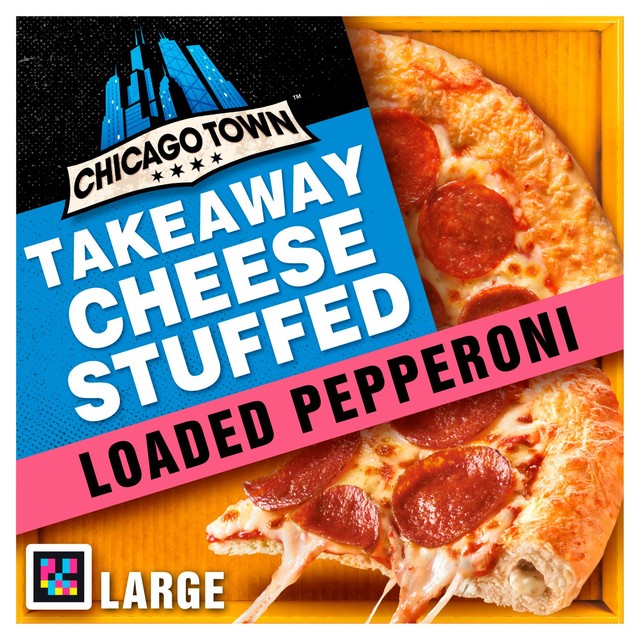 Chicago Town cheesy stuffed crust pepperoni large frozen pizza - British product