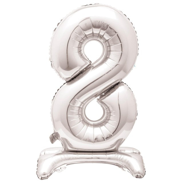 Unique Party silver foil number 8 balloon 76cm, UK version