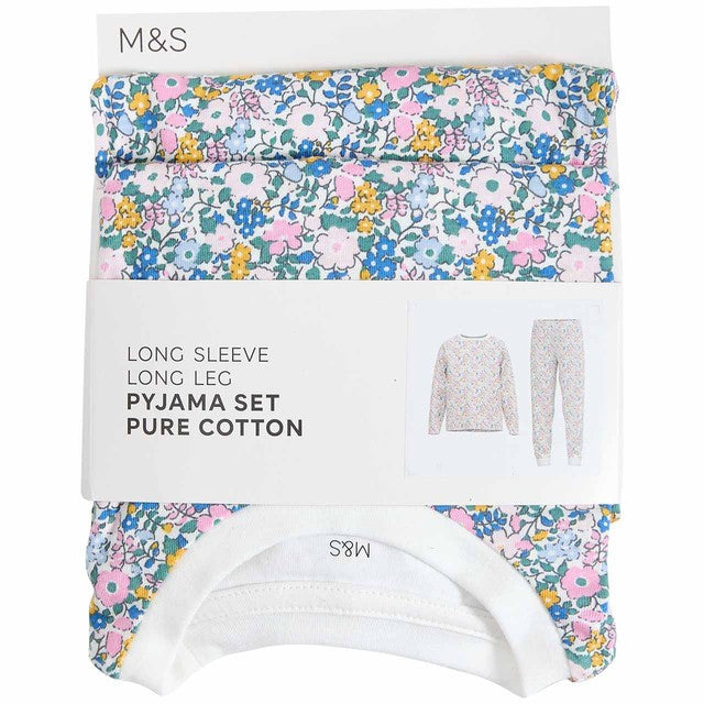 M&S Ditsy Pyjamas for ages 5-6 in ivory, imported from the UK